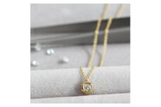 K18ゴールド【ラボグロウンダイヤモンドネックレス】0.2ct 人気のふくりん留め 長さ40cm LAB-K18-004