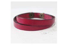 【イタリアンレース】オシャレに決まる！牛革 レザーブレスレット ハンドメイド品 ベルトカラー：ピンク WL002 ピンク