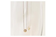【K10イエローゴールド ラボダイヤモンドネックレス】0.093ct 豪華なメレの輝きが美しい サークルデザイン 長さ40cm　K10-N003