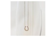 【K10イエローゴールド ラボダイヤモンドネックレス】0.363ct 11粒ダイヤで作る幸福のモチーフ 馬蹄ネックレス 長さ50cm　K10-N007