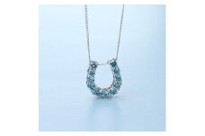プラチナ900 ラボブルーダイヤ0.363ct 馬蹄ネックレス PT900-N007BL [AM319] / プラチナ900 ブルーダイヤモンド ダイヤモンド ダイアモンド ダイヤ 馬蹄ネックレス アクセサリー ギフト プレゼント