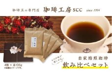 自家焙煎珈 珈琲豆4種飲み比べセット(各100g)  コーヒー豆 コーヒー豆 粉 中挽き 珈琲 コーヒー 飲料 ドリンク 飲料類 近江の珈琲 ロイヤルブレンド 東ティモール珈琲 ペルー 飲み比べ 滋賀 彦根  