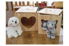 ペットハウス 蓋付き 木製 【ハート】