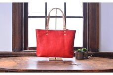 ハンドメイド　レザートートバッグ　レッド【CC08U】