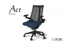 イトーキ『アクトチェア』エラストマーバック抵抗付ウレタン双輪キャスター張地：ネイビーブルー（KG447PSMT1B2T1F）【EI019U1】