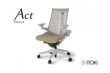 イトーキ『アクトチェア』エラストマーバック抵抗付ウレタン双輪キャスター張地：サンドイエロー（KG447PSMGNY3T6F）【EI023U1】