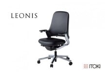 イトーキ『LEONIS（レオニスチェア）』5本脚 ナイロン双輪キャスタータイプ 革張り：ブラック （KJ-215LMZ9T1F）【EI027U1】