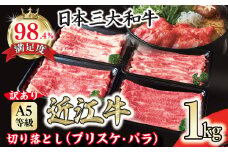【訳あり】近江牛 A5 切り落とし スライス 食べ比べ ブリスケ＆バラ 1kg【FO01U】 ( わけあり 切り落し スライス バラ ブリスケ コウネ 和牛 ブランド牛 ごはんのお供 牛肉 和牛 惣菜 おかず 炒め物 焼き肉 焼肉 切落し 小分け パック 贈り物 ギフト 国産 滋賀県 近江八幡市 神戸牛 松阪牛 に並ぶ 日本三大和牛 ふるさと納税 )