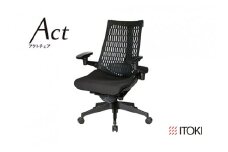 イトーキ『アクトチェア』エラストマーバック抵抗付ウレタン双輪キャスター張地：ブラックＴ（KG427SAMT1T1T1F）【EI088U1】
