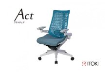 イトーキ『アクトチェア』エラストマーバック抵抗付ウレタン双輪キャスター張地：ダックブルー（KG427SAMGNB4A4F）【EI089U1】