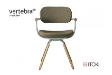 イトーキ バーテブラ03 （vertebra03）ワークチェア【 お客様組立品 ( かんたん組立 ) /   4本脚 回転 木タイプ/オークライト CD張地：L2/ダークオリーブ 本体：L4/ペールオリーブ / 柴田文江氏デザイン / 日本製 】  オフィスチェア デスクチェア ダイニングチェア KG-877CD-L4L2CF (KG-877CD-L4L2C)【EI097U1】