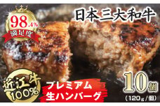 【PRキャンペーン対象】近江牛１００％　プレミアム生ハンバーグ1.2kg（約120g×10個）【FO19U】