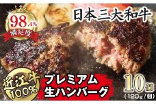 【PRキャンペーン対象】近江牛１００％　プレミアム生ハンバーグ1.2kg（約120g×10個）【FO19U】