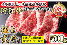 【森三商会】4等級以上の未経産雌牛限定　近江牛極上すき焼き500g（肩ロース・ウデ・モモ）【GM03U】