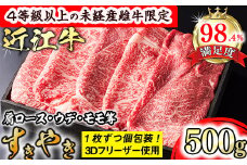 【森三商会】4等級以上の未経産雌牛限定　近江牛上すき焼き500g（肩ロース・ウデ・モモ等）【GM04U】