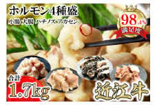 希少近江牛ホルモン４種盛（小腸 大腸 ハチノス アカセン）計1.7kg【FO43U】