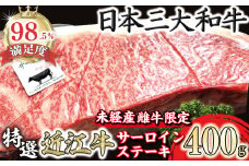 A4A5等級未経産雌牛　特撰　近江牛　厚切りサーロインステーキ　１枚（400ｇ）【FO38U】