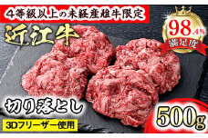 【森三商会】4等級以上の未経産雌牛限定　近江牛切り落とし500g（ロース・肩ロース・ウデ・モモ・バラ）【GM14U】