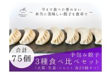 餃子 手包み餃子 3種食べ比べセット 合計75個 餃子屋はまだ