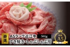 A5ランク特選近江牛すき焼き・しゃぶしゃぶ用　500g入  A5ランク 500g ウデ肉 霜降り 認定近江牛指定店厳選 焼きしゃぶ 日本3大名牛 冷凍便 お取り寄せ 守山市