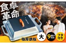 極厚鉄板【大】9mm厚＋ステンレス製フタSET（TMS-90＋F）/ 鉄板 蓋 バーベキュー BBQ キャンプ アウトドア 極厚 / 栗東市 / M.M.Factory [BIBA004]