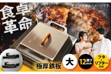 極厚鉄板【大】12mm厚＋ステンレス製フタ+リフターSET（TMS-120＋FL）/ 鉄板 蓋 バーベキュー BBQ キャンプ アウトドア 極厚 / 栗東市 / M.M.Factory [BIBA012]
