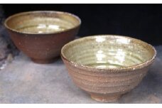 信楽焼 焼締＋緑釉飯茶碗 ペアセット【2020年4月中旬以降お届け】