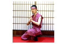 甲賀流忍者衣装 ピンク 半袖