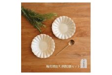 信楽焼 輪花深皿　鉄散（大）２枚セット【古谷製陶所】