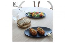 匠 －TAKUMI－ 【信楽焼】楕円プレート（ブラック） ２枚セット　mu-004