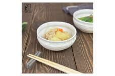 信楽焼　いろどり小鉢2個セット（白釉花曇り）