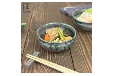 信楽焼　いろどり小鉢2個セット（黒釉青流し）