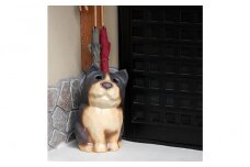 信楽焼 黒犬 陶器 傘立て