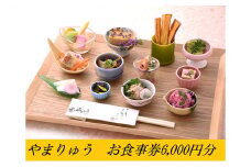 季節の懐石・郷土料理やまりゅう食事券【6000円分】[№5748-0416]