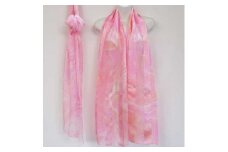 ◆墨流し染シルクショール（レディース）ピンク系