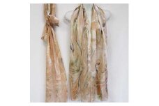 ◆墨流し染シルクショール（レディース）茶系グレー系