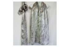 ◆墨流し染シルクショール。モノトーン