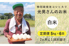 ◆【定期便6回】 特別栽培米 コシヒカリ  光男さんのお米 白米 5kg