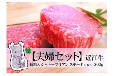 【冷凍・日時指定可能】実生庵の黒毛和牛近江牛【A5等級】【夫婦セット2枚入】桐箱入ヒレシャトーブリアンステーキ用300gMS97