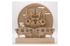 B-A09 オリジナル木製兜飾り（二人用） 工芸品 インテリア 置物 かわいい  お歳暮 ギフト プレゼント お祝い 贈り物 ふるさと納税 滋賀県 東近江 近江 株式会社 青地ライフクリエイト