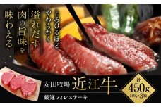 厳選フィレステーキ 150g×3 安田牧場 滋賀県 東近江市 H07 近江牛 フィレステーキ ヒレ ステーキ 和牛 国産牛 ブランド牛 厳選 赤身 ギフト 贈答