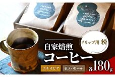 コーヒー 粉 2種 各 180g 計 360g 自家焙煎 珈琲 高級 豆 エチオピア 東ティモール ドリップ用 粉 （ コーヒー豆 ご自宅用 スペシャリティコーヒー おいしい 珈琲豆 ドリップコーヒー アイスコーヒー ホットコーヒー プレゼント 父の日 おすすめ 滋賀県 日野町 送料無料 らっこや珈琲焙煎所 ）