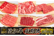 定期便 近江牛 全6回 ステーキ 焼肉 カルビ モモ バラ 肩ロース 赤身 サーロイン （ 定期便 肉 黒毛和牛 お弁当 ブランド 近江牛 毎月 三大和牛 滋賀県 竜王 岡喜 神戸牛 松阪牛 に並ぶ 日本三大和牛 ふるさと納税）