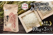 【 先行予約 】 令和6年産 新米 定期便 3回 みずかがみ 10kg 農家自慢のお米 ( 3ヶ月 2024年産 金賞受賞農家 白米 精米 お米 おこめ ブランド米 産地直送 農家直送 送料無料 滋賀県 竜王 ふるさと納税 )