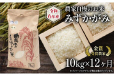 【先行予約】  令和6年産 新米 定期便 12回 みずかがみ 10kg 農家自慢のお米 ( 12ヶ月 2024年産 金賞受賞農家 白米 精米 お米 おこめ ブランド米 産地直送 農家直送 送料無料 滋賀県 竜王 ふるさと納税 )