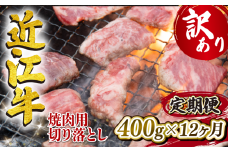 定期便 近江牛 全12回 焼肉用 切り落とし 400g  冷凍 黒毛和牛 ( 12ヵ月 切り落し 和牛 ブランド牛 ごはんのお供 牛肉 和牛 惣菜 おかず 焼き肉 焼肉 切落し 贈り物 ギフト 国産 滋賀県 竜王町 岡喜 神戸牛 松阪牛 に並ぶ 日本三大和牛 ふるさと納税 )