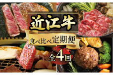 【定期便】 近江牛 食べ比べ 全4回 ( すき焼き しゃぶしゃぶ ステーキ ハンバーグ 近江牛 ブランド牛 近江牛 牛肉  贈り物 ギフト 国産  滋賀県  竜王町 赤身 霜降り 神戸牛 松阪牛 に並ぶ 日本三大和牛 ふるさと納税 )（ 年末 福袋 年賀 お歳暮 クリスマス 鍋 年越し ギフト お年玉 プレゼント グルメ セット ）