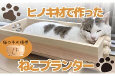  【小サイズ】ねこ 桧 プランター 木製プランター 猫 プランター 小物入れ セット 手 の 模様 サイズ 小 寄せ植え 室内 屋内 室内用 猫のベッド 木製 プランター  ペットベッド  猫ベッド  鉢カバー 木 長方形 ひのき おしゃれ かわいい ガーデニング ガーデニング雑貨 園芸 滋賀県 竜王町