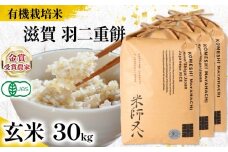 【 オーガニック米 】 新米 羽二重餅 玄米 10kg × 3袋  ( 令和7年産 先行予約 有機JAS 認証米 オーガニック米 有機栽培米 十六代目米師又八 謹製 ブランド 米 rice 玄米 ご飯 内祝い もちもち 餅米 もち米 国産 送料無料 滋賀県 竜王 ふるさと納税 )