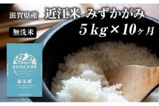 【定期便】令和7年産新米　滋賀県豊郷町産　近江米 みずかがみ　無洗米　5kg×10ヶ月 お米 